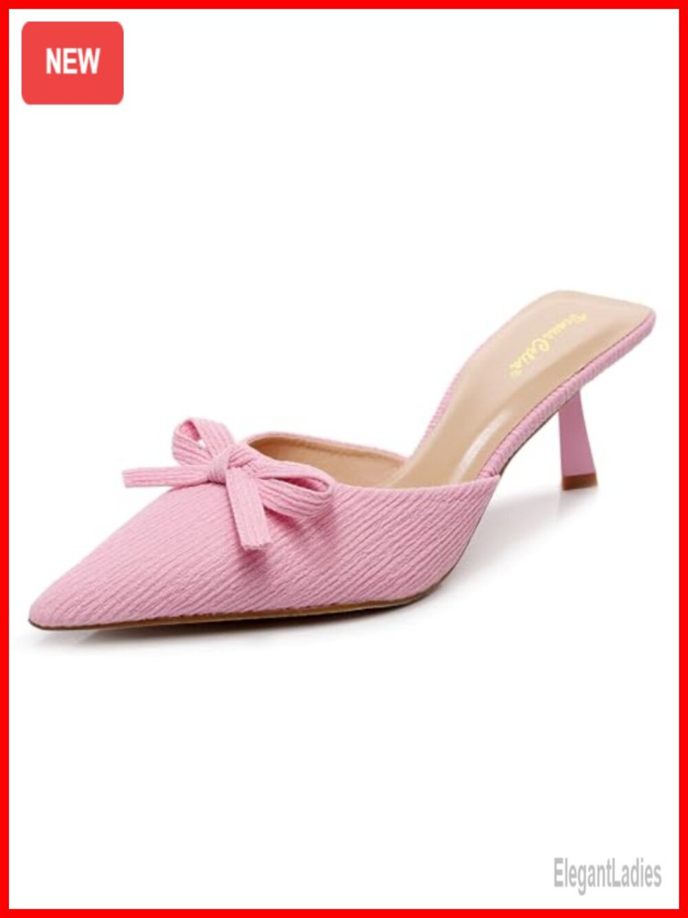 Women's Kitten Heel Slip On Dress Sandals Pointed Toe Ankle Strap
